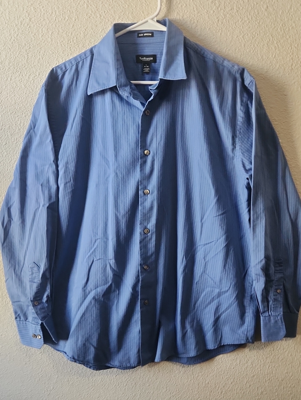 Van Heusen Light Blue Pinstripe Spread Collar Dress Shirt